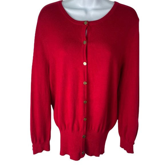PREMISE STUDIO button front long sleeves red cardigan Large - Picture 1 of 6